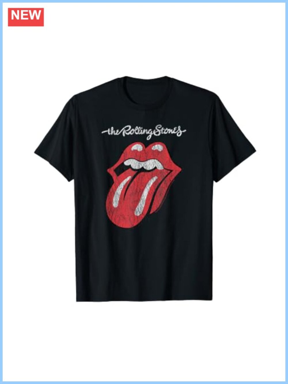 Rolling Stones Official Script Tongue Graphic T-Shirt Classic Fit Crew Neck Tee
